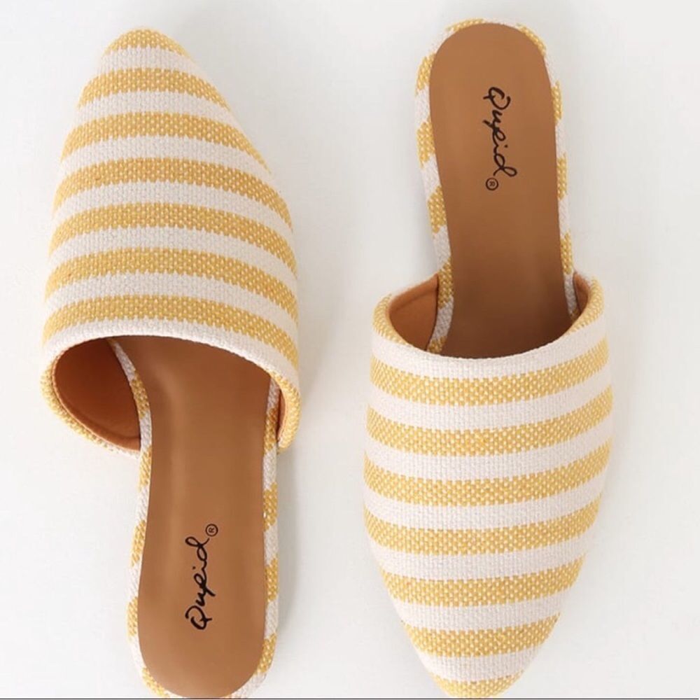 🌞 NEW 🌻 YELLOW/WHITE SUMMER COLOR MULES SIZE 10 NIB🌻 - Picture 2 of 6